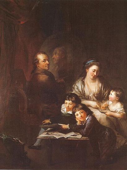 Anton  Graff Artists family before the portrait of Johann Georg Sulzer oil painting picture